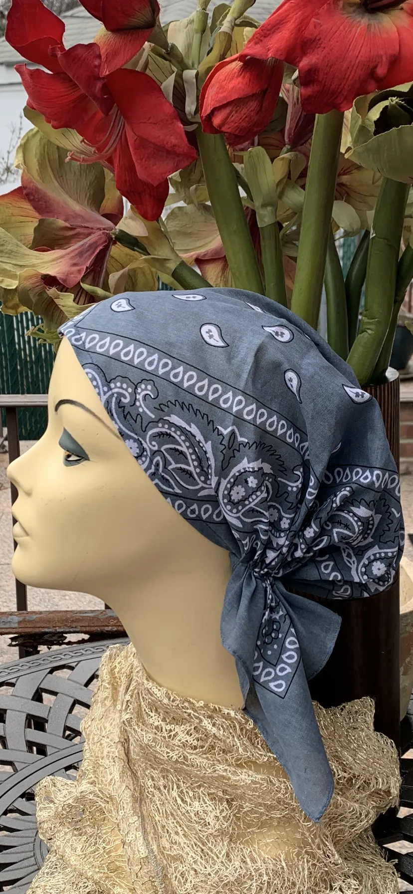 100% Cotton Pre Tied Tichel | Fitted Silver Grey Hijab Scarf | Adjustable Head Covering For Women| Made in USA