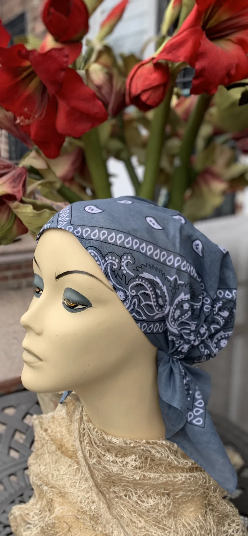 100% Cotton Pre Tied Tichel | Fitted Silver Grey Hijab Scarf | Adjustable Head Covering For Women| Made in USA