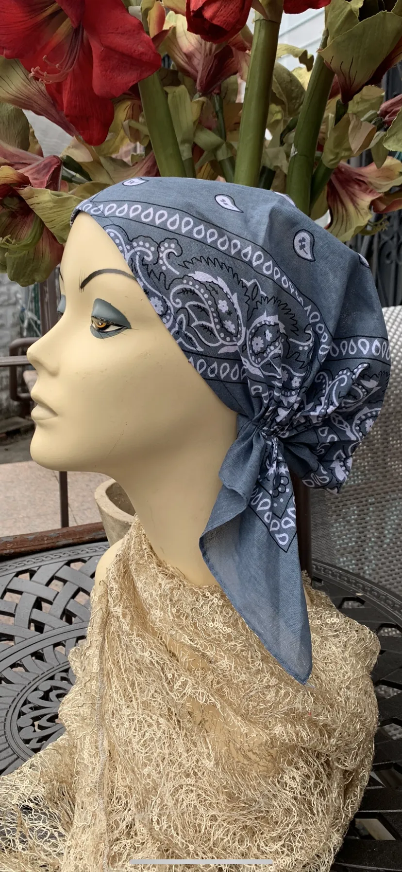 100% Cotton Pre Tied Tichel | Fitted Silver Grey Hijab Scarf | Adjustable Head Covering For Women| Made in USA