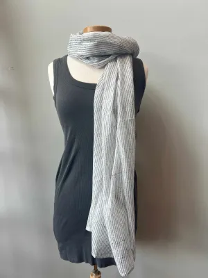 Alice Stripes White Block Printed Scarf