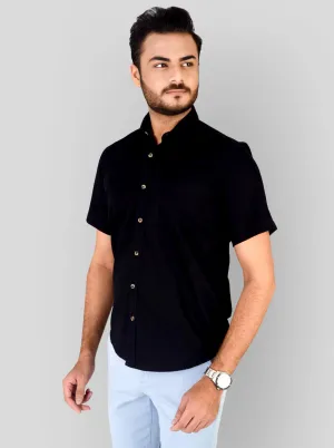 Black Checked Slim Fit Casual Shirt | Greenfibre