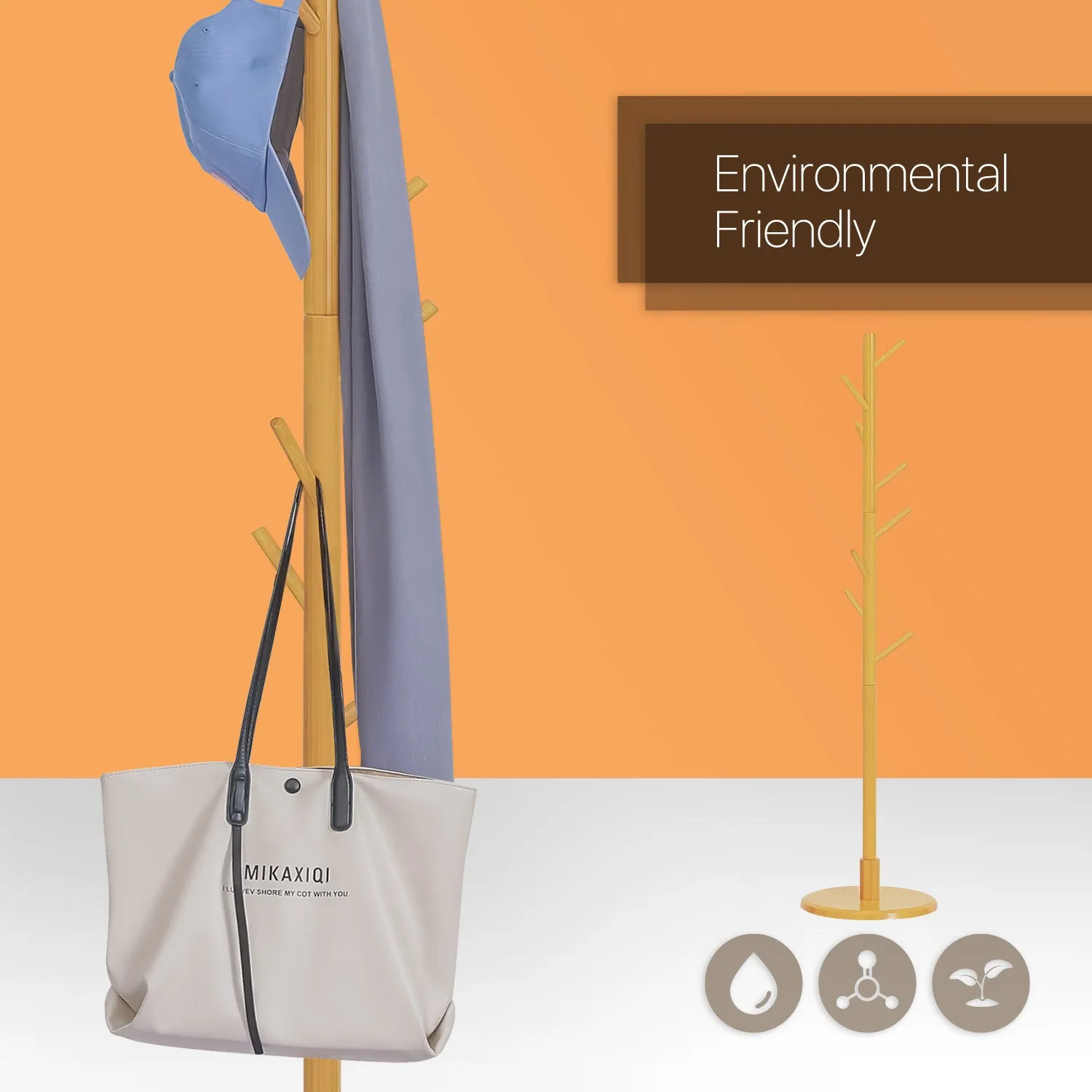 Coat Tree Stand - Round Base - Natural