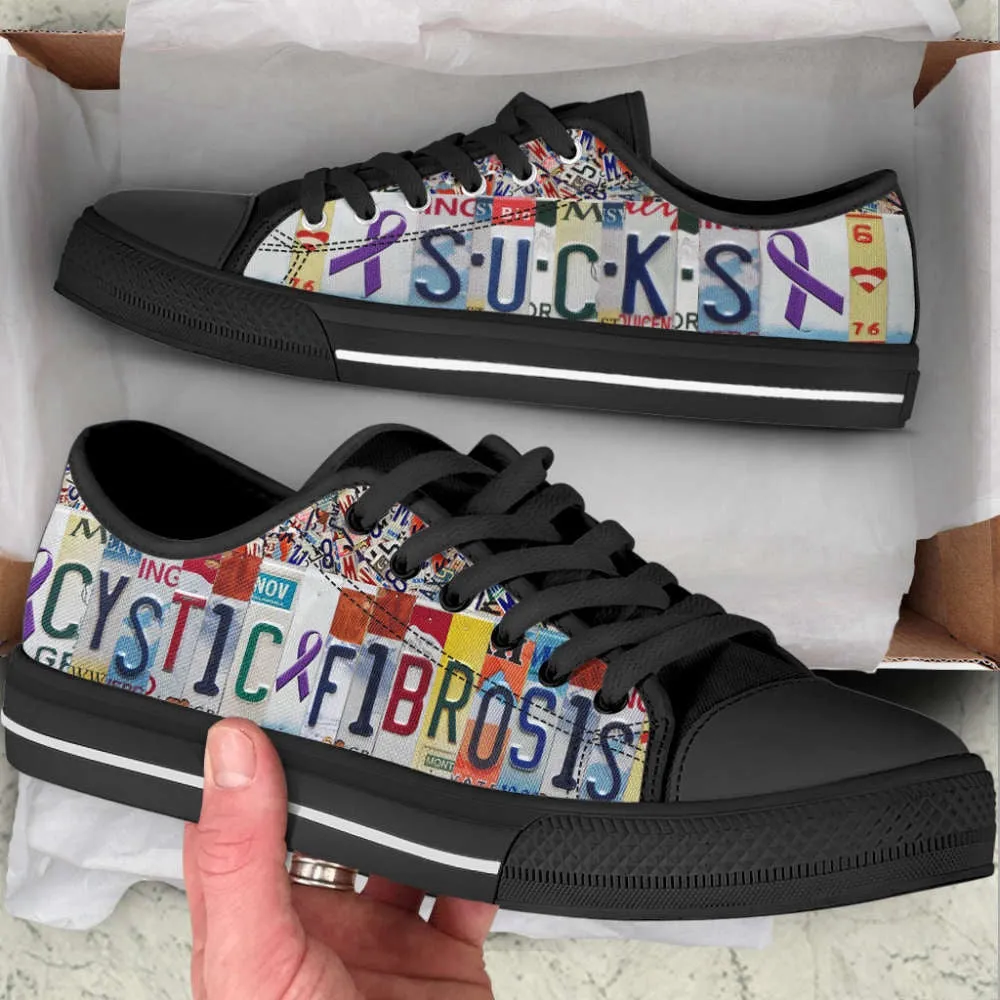 Cystic Fibrosis Sucks Shoes License Plates Low Top Shoes Canvas Shoes, Low Top Sneaker, Low Top Canvas Shoes