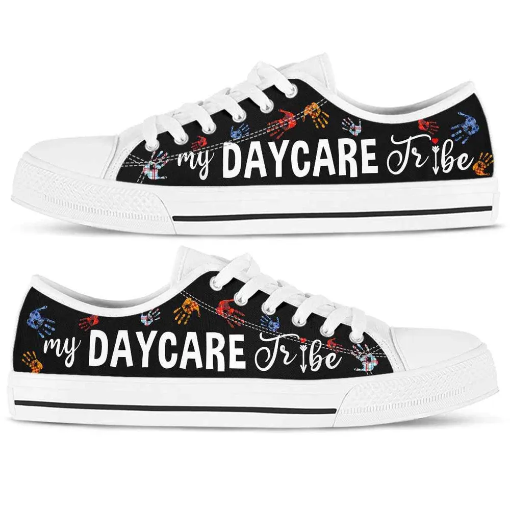 Daycare Teacher Colorful Hands My Daycare Tribe Low Top Shoes, Teacher Shoes, Low Top Sneakers