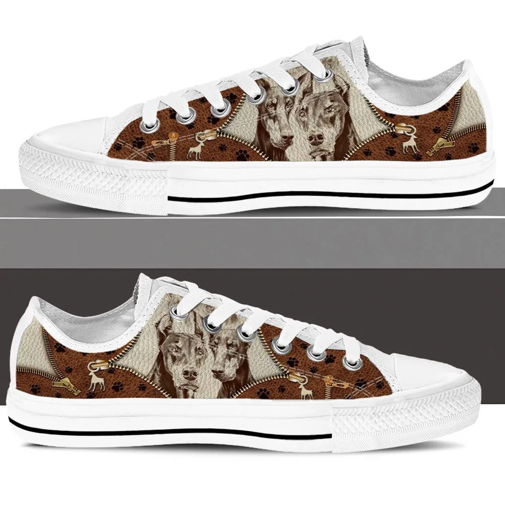 Doberman Low Top Shoes - Low Top Sneaker - Dog Walking Shoes Men Women, Dog Printed Shoes, Canvas Shoes For Men, Women