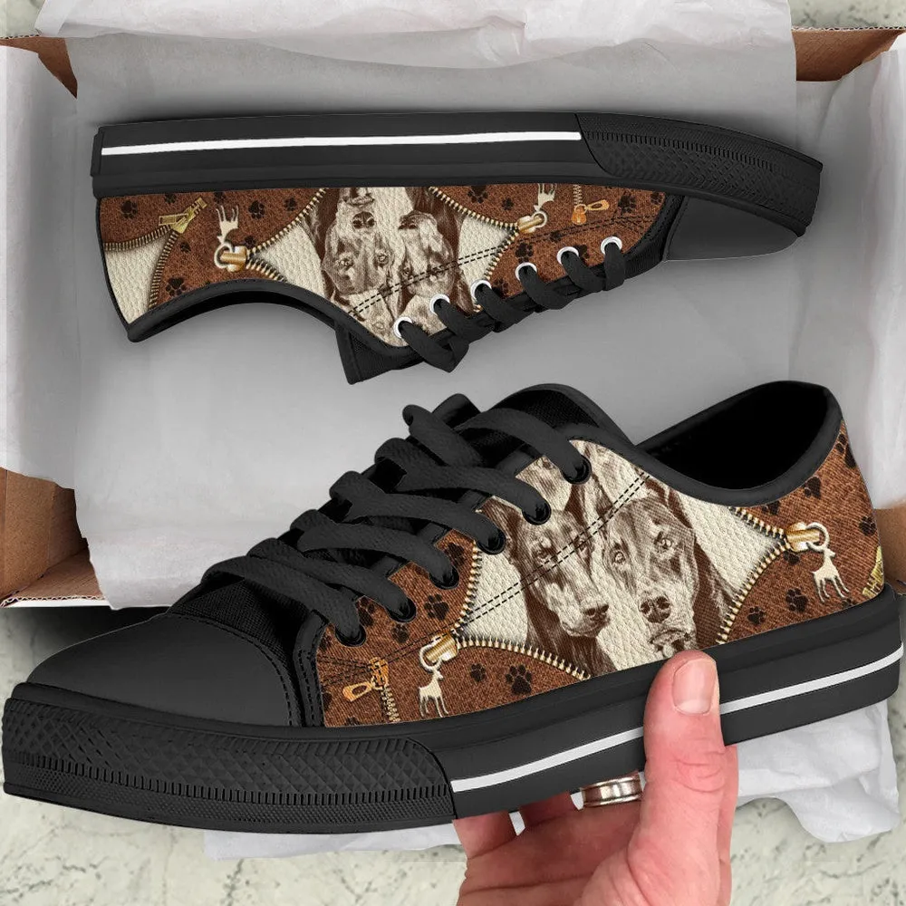 Doberman Low Top Shoes - Low Top Sneaker - Dog Walking Shoes Men Women, Dog Printed Shoes, Canvas Shoes For Men, Women