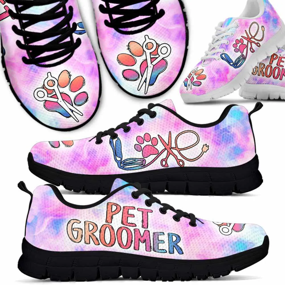 Dog Groomer Sneaker, Dog Groomer Pastel Background Love Sneakers Shoes, Best Running Shoes, Unique Gifts For Dog Lovers