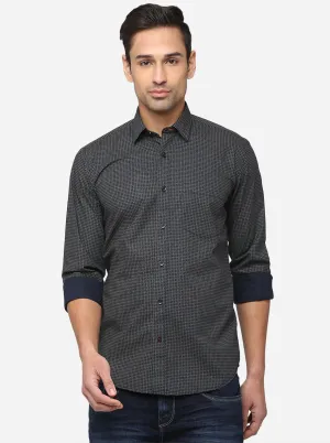 Dress Blue Printed Slim Fit Casual Shirt | JadeBlue