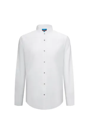 Dry Wicking Stand Collar Casual Shirt in Smart Fit Long Sleeve