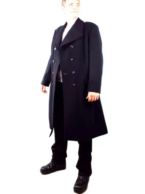 Dutch Black Wool Greatcoat - black anchor buttons - Super Grade