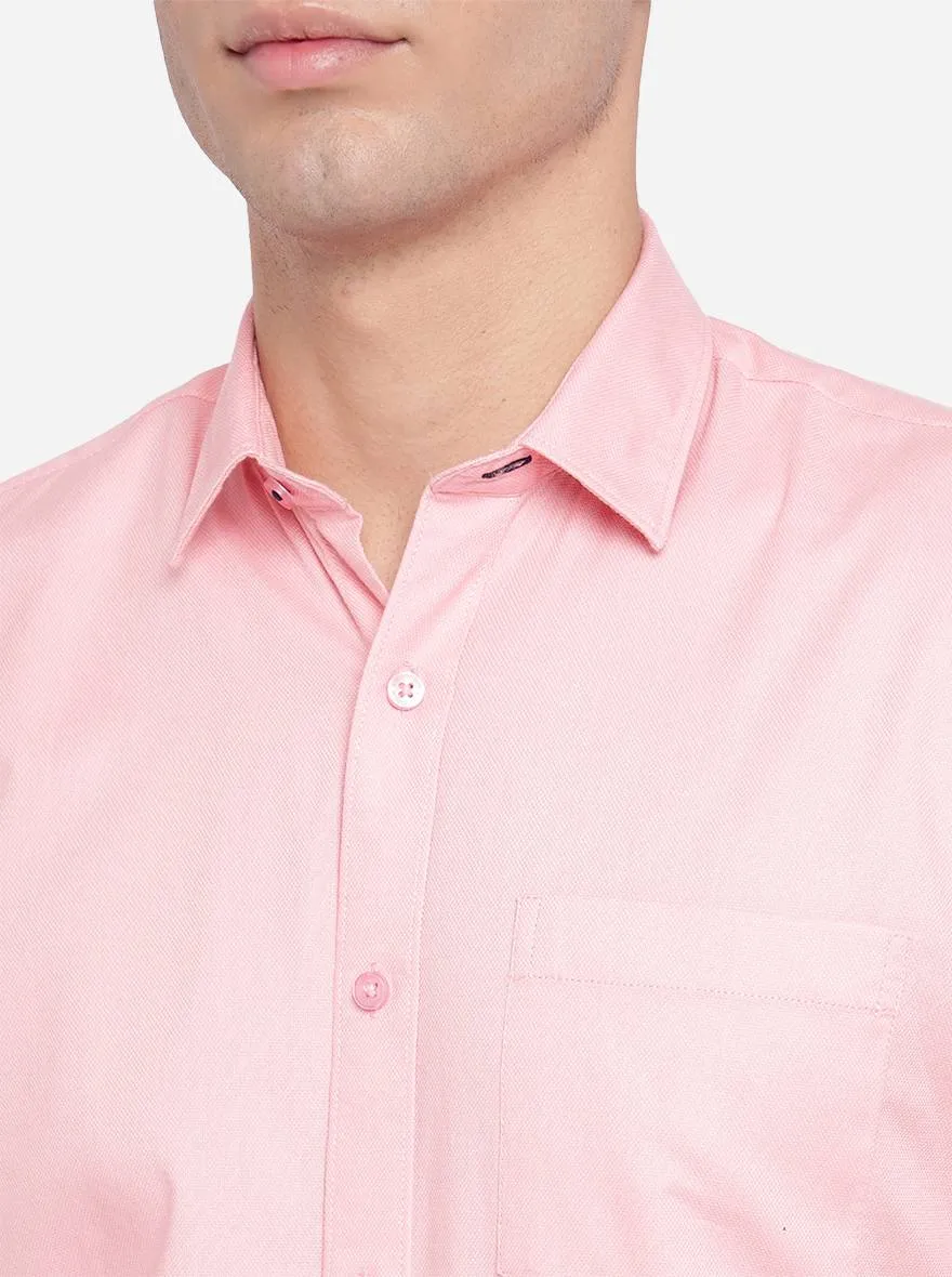 Flamingo Pink Solid Slim Fit Casual Shirt | Greenfibre