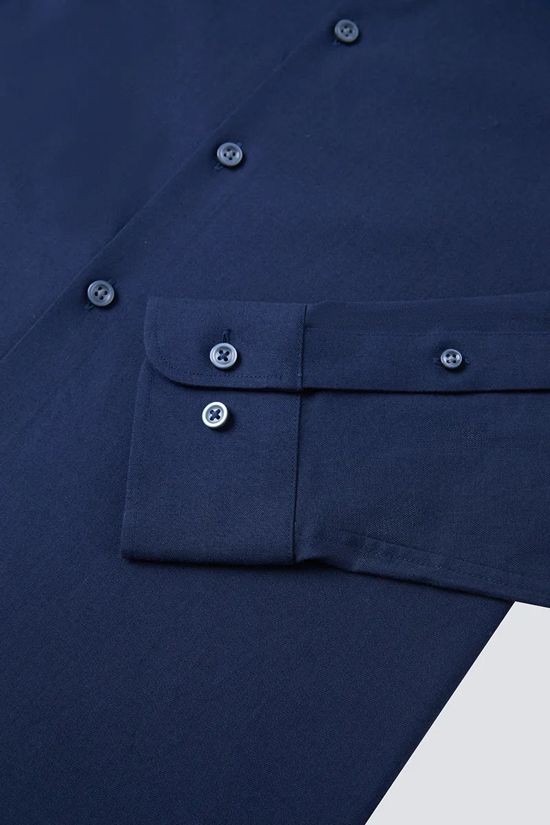 HeatGuard Flannel Button-Down Smart Shirt  | Navy NYE069