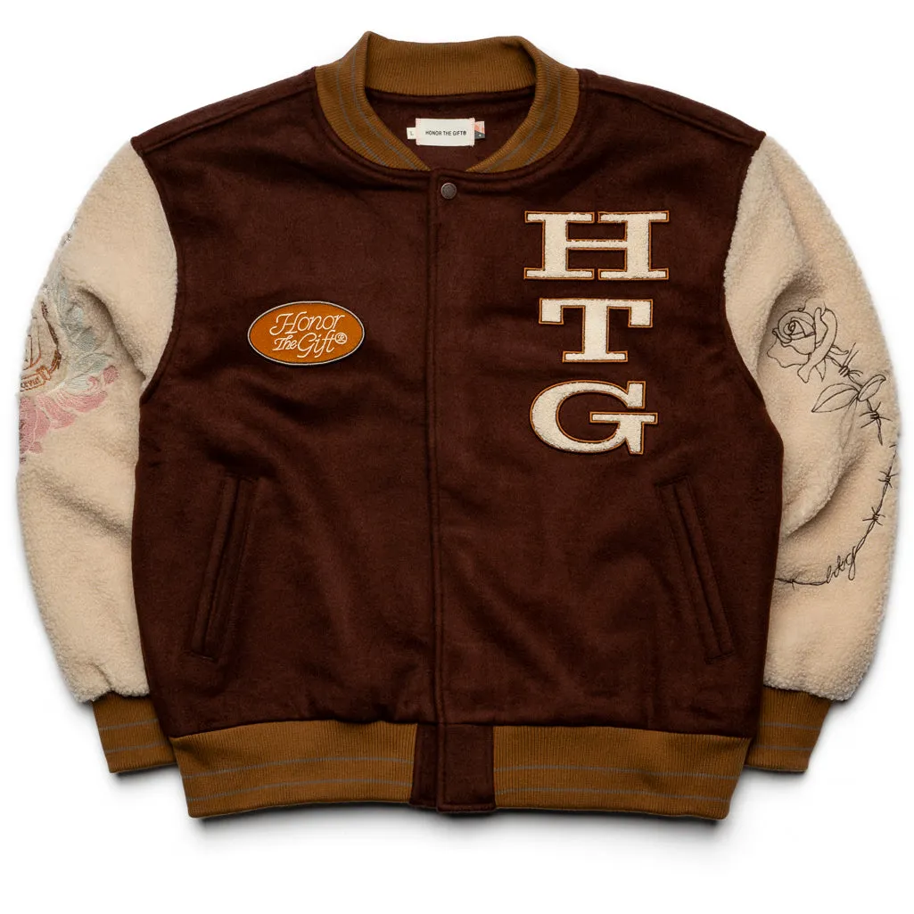 Honor The Gift Letterman Jacket - Brown