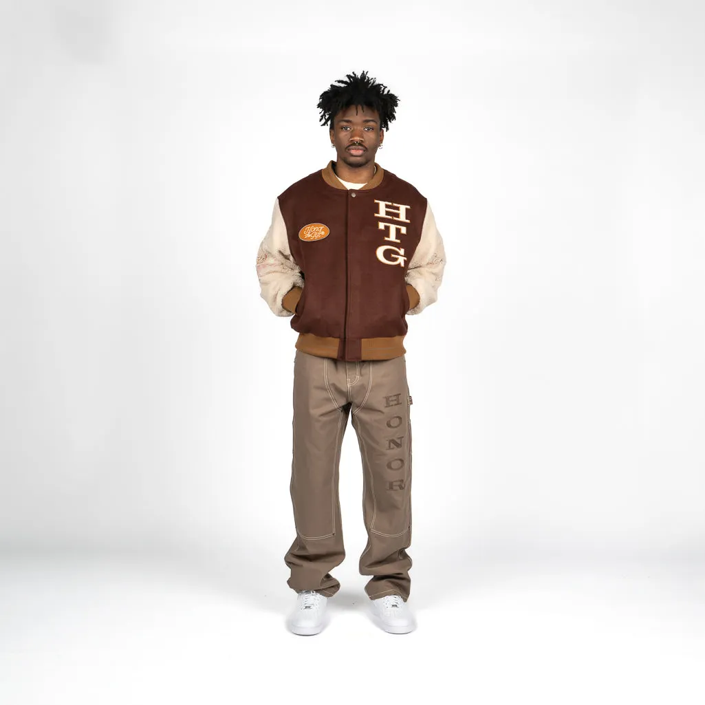 Honor The Gift Letterman Jacket - Brown