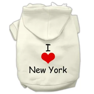 I Love New York Screen Print Pet Hoodies Cream Size XS (8)