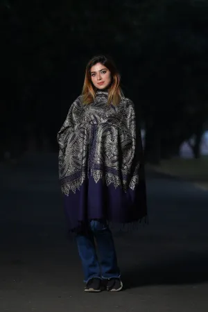 INDIGO BLUE COLOUR KASHMIRI STOLE WITH CLASSY SWAROVSKI WORK DEFINES FEMINISM AND ENHANCES SOPHISTICATION