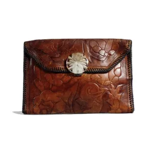 Leather Hand Tooled Clutch