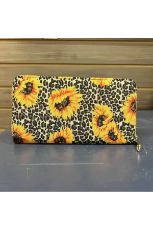 Leopard Cow Animal Flower Printed Wallet