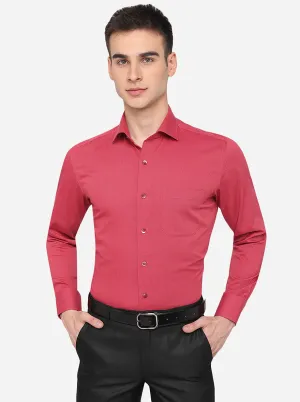 Light Red Solid Slim Fit Formal Shirt | Metal