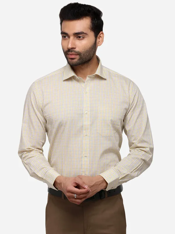 Light Yellow Checked Smart Fit Formal Shirt | JadeBlue