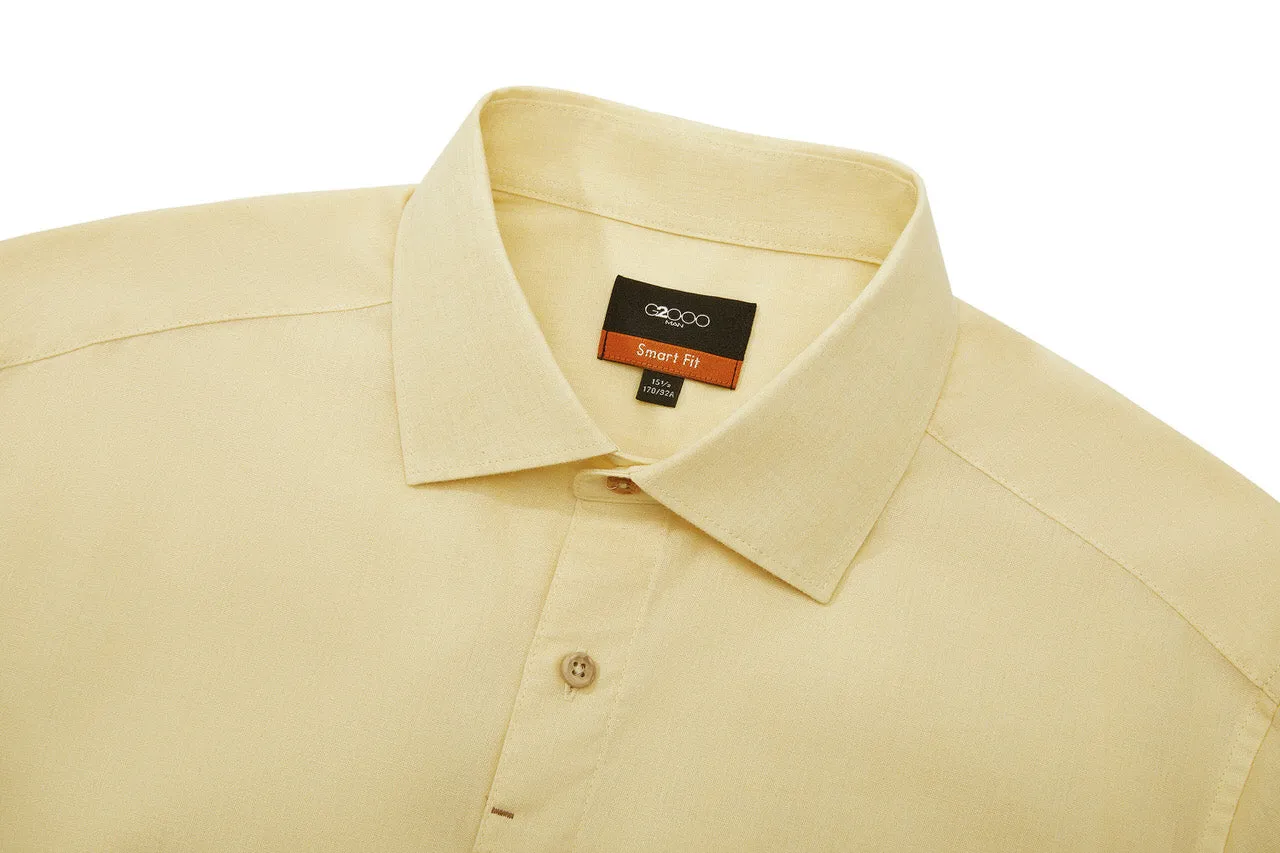 Linen Blend Casual Shirt in Smart Fit Semi-Spread Collar