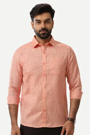 Linen Feel - Orange Formal Shirts For Men | Ariser