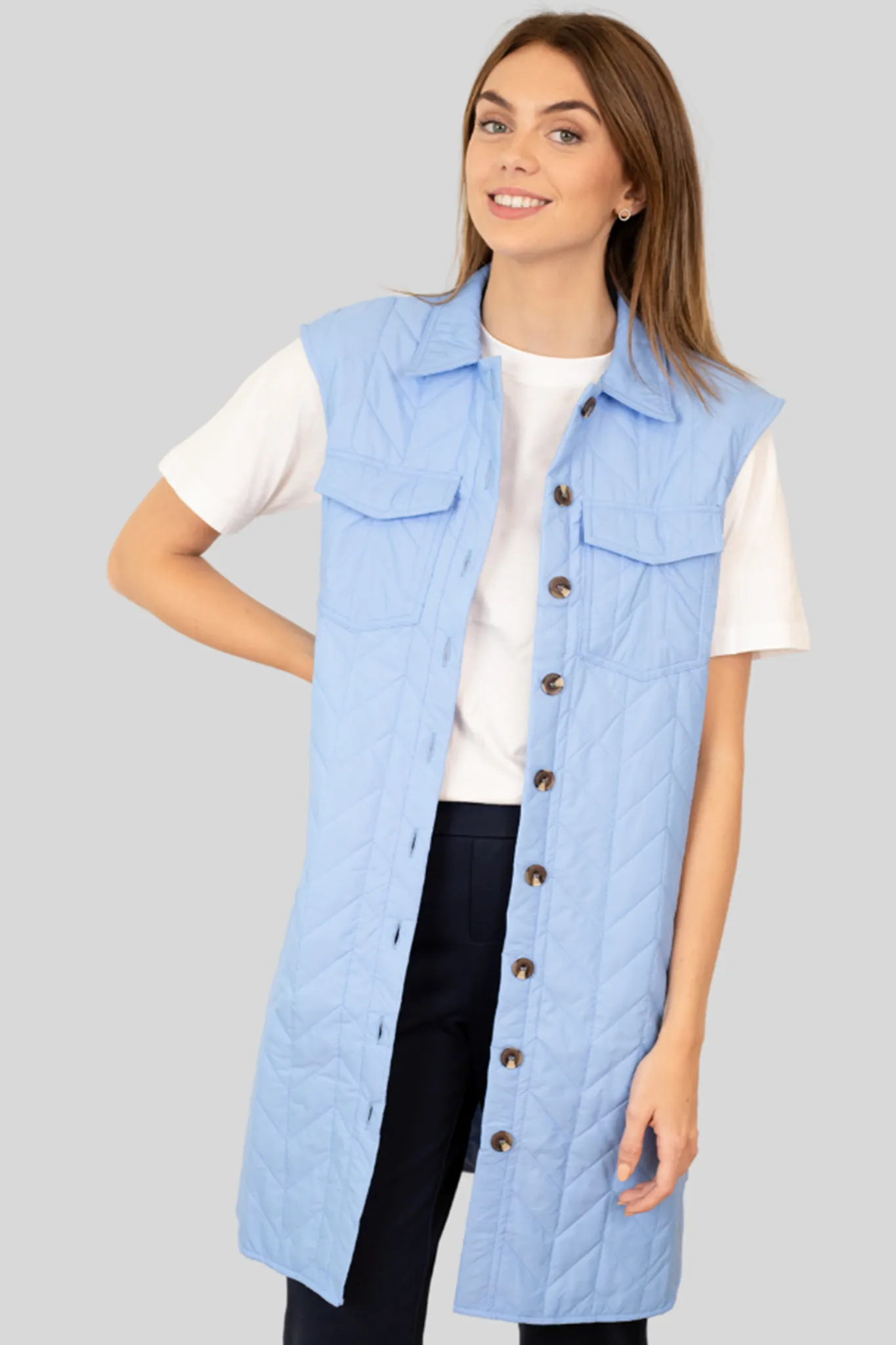 Magda Lang Quilted Vest - Hydrangea