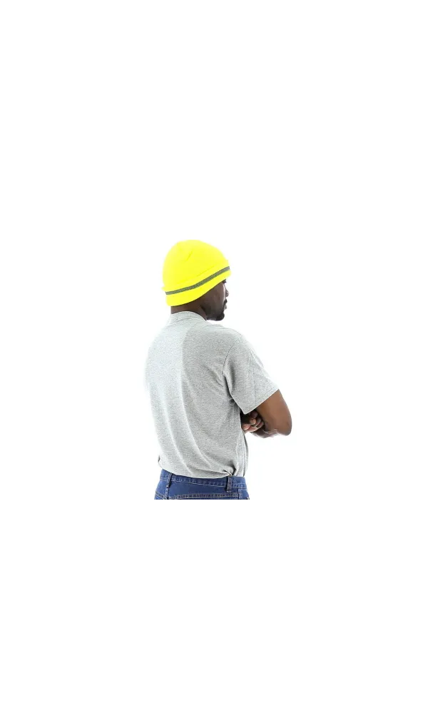 Majestic 75-8201 Hi-Vis Yellow Beanie with Reflective Striping [10 count]