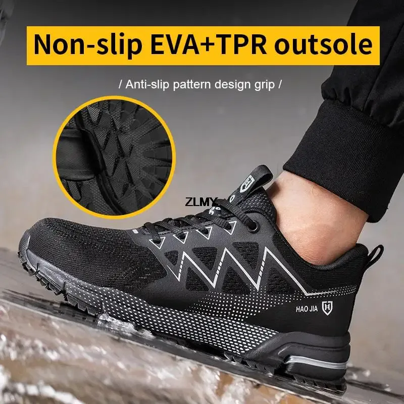 Men's Anti-stab Steel Toe Safety Shoes, Puncture-Proof, Breathable