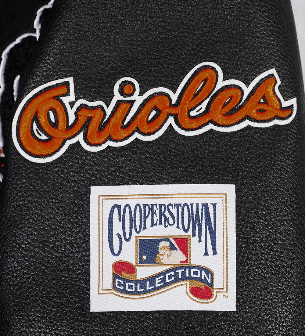 MLB BALTIMORE ORIOLES RETRO CLASSIC MEN'S RIB WOOL VARSITY JACKET (BLACK/ORANGE)