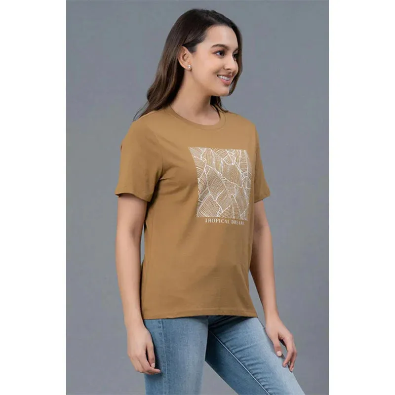 Mode by RedTape Round Neck Cotton T-Shirt for Women | Comfortable & Breathable Cotton T-Shirt