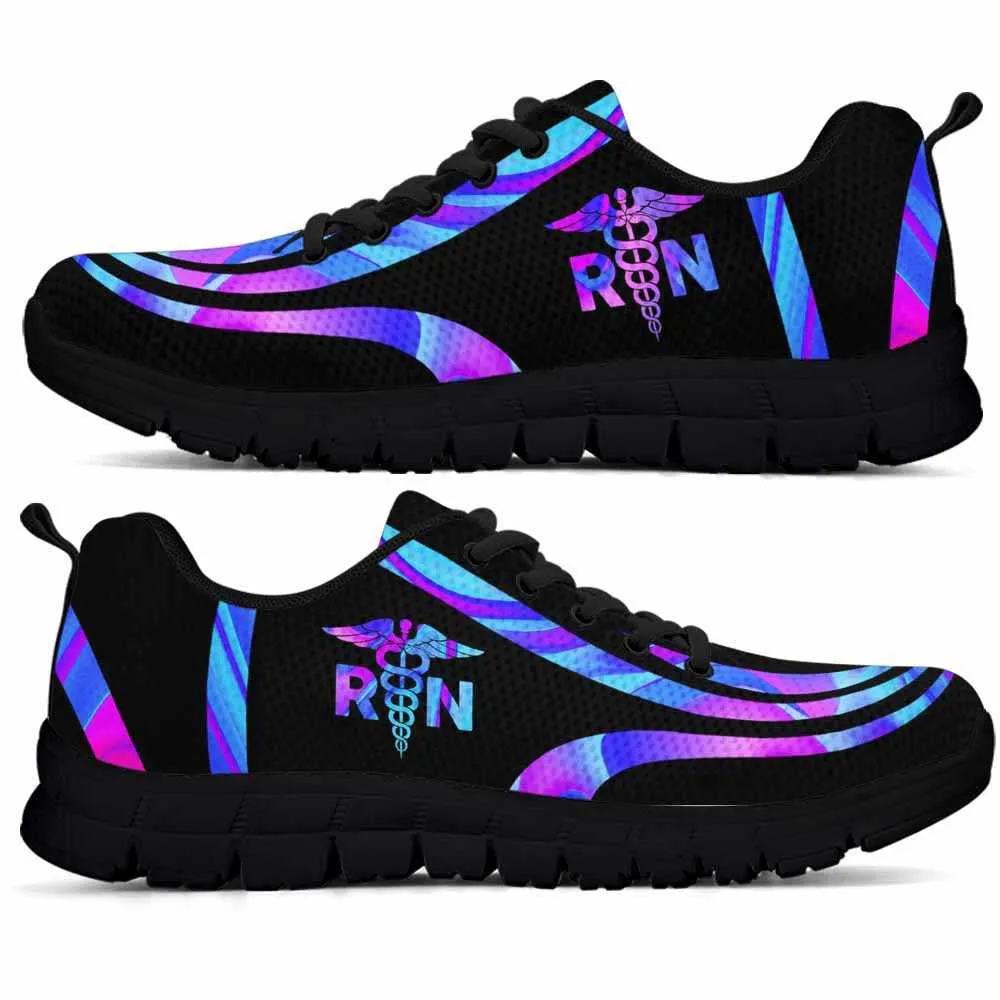 Nurse Sneaker, Registered Nurse Sneakers Gym Running Shoes, Gift For Women And Men, Blue Purple Line Wave Shoes, Best Shoes For Nurses