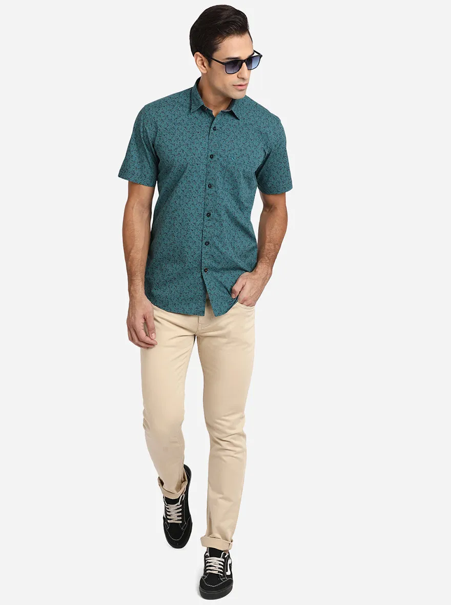 Pacific Green Printed Smart Fit Casual Shirt | Greenfibre