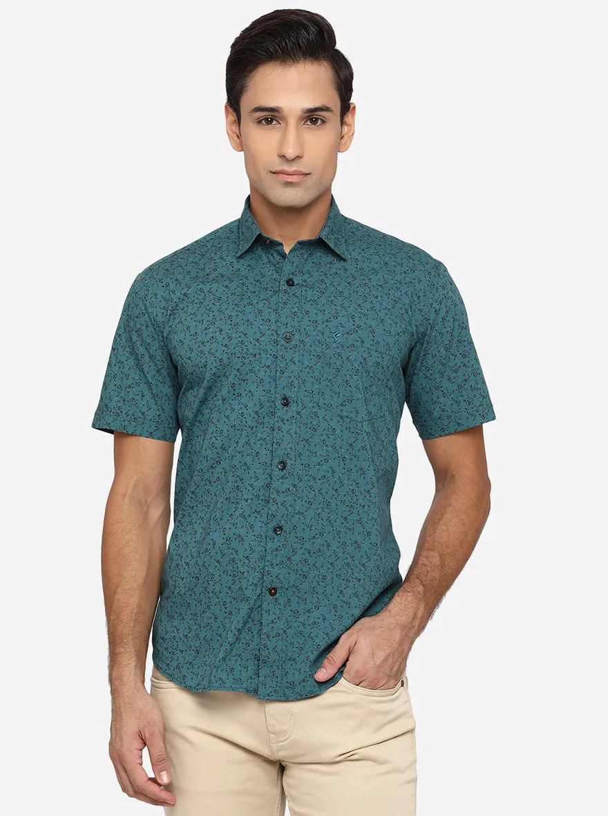 Pacific Green Printed Smart Fit Casual Shirt | Greenfibre