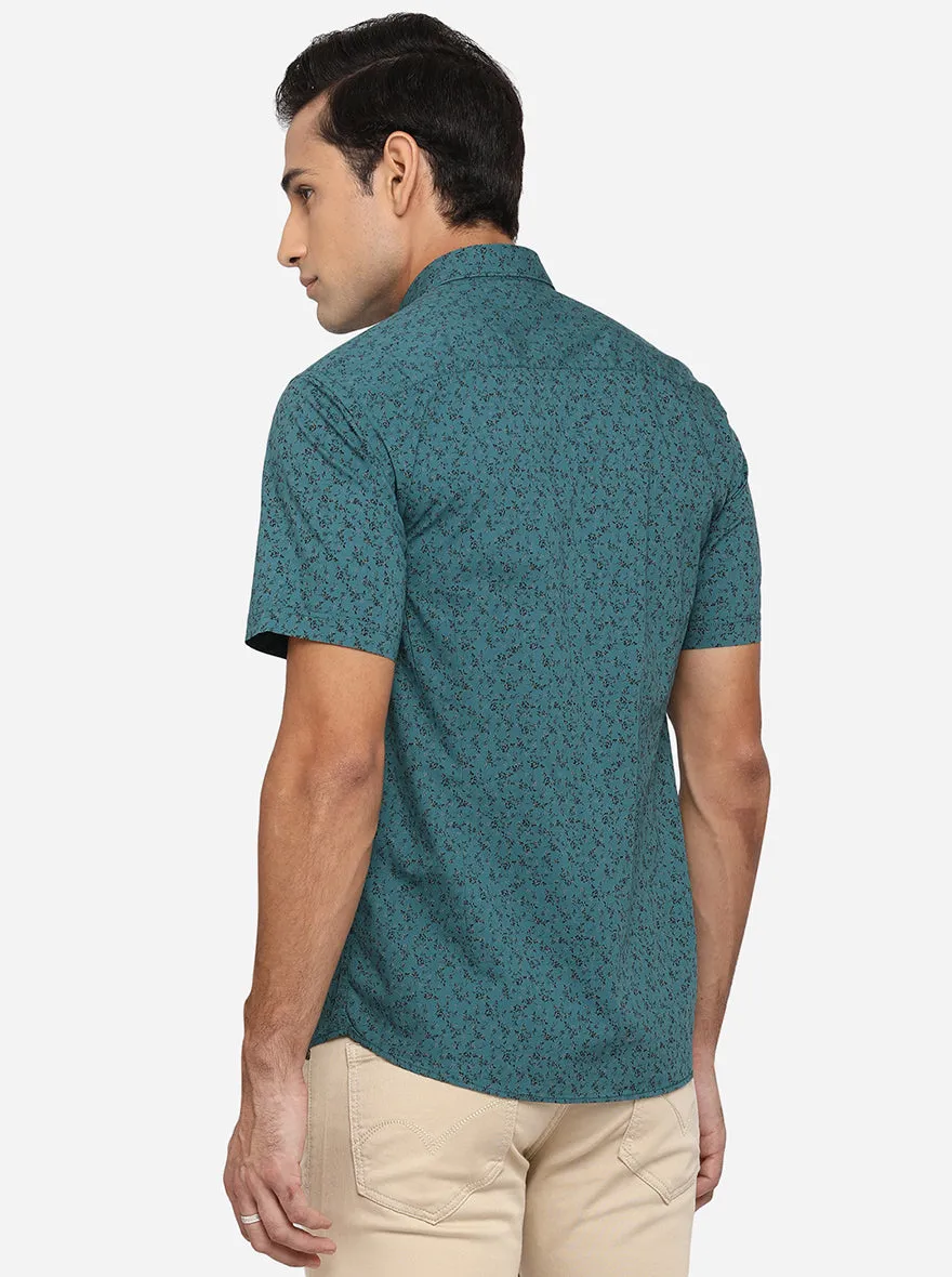 Pacific Green Printed Smart Fit Casual Shirt | Greenfibre