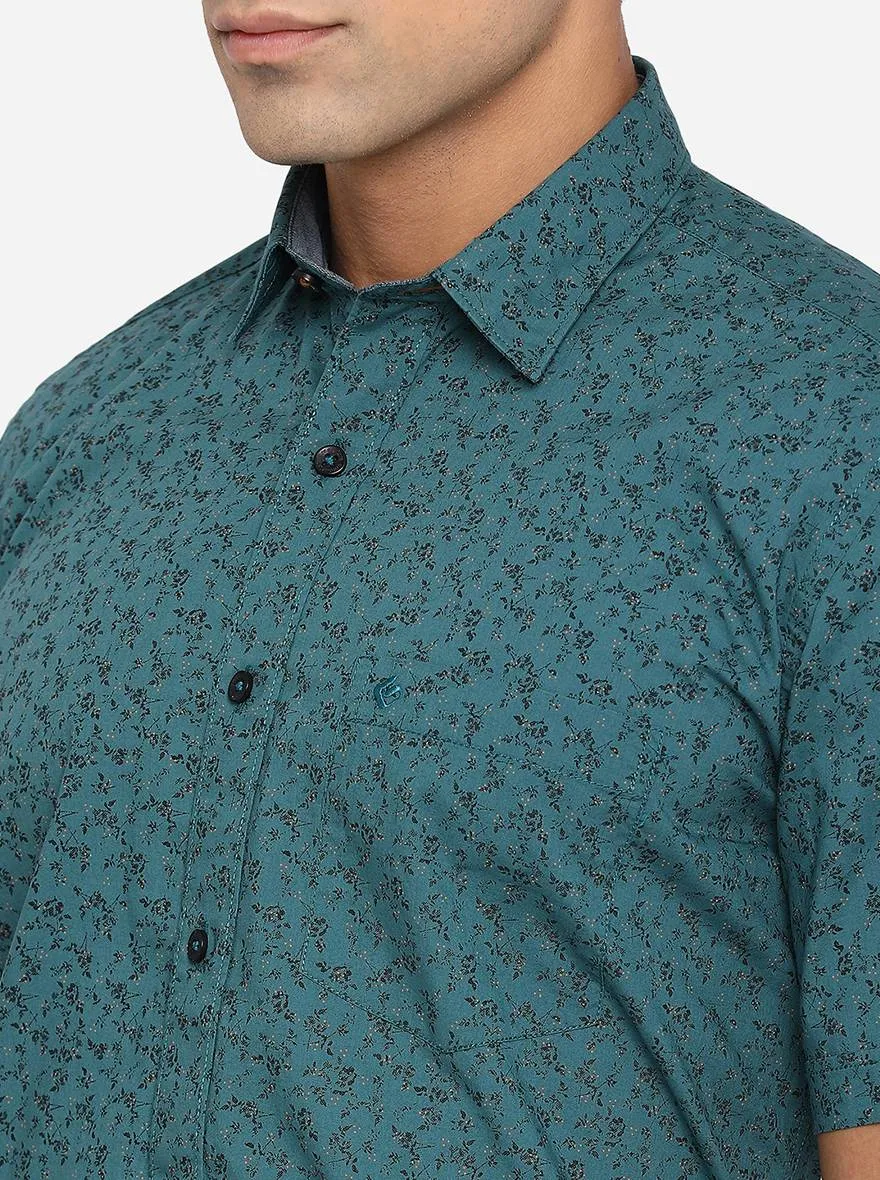 Pacific Green Printed Smart Fit Casual Shirt | Greenfibre