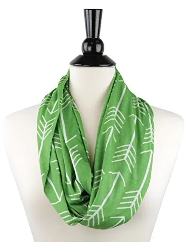 Pop Fashion Women's Arrow Patterned Infinity Scarf with Zipper Pocket, Travel Infinity Scarves