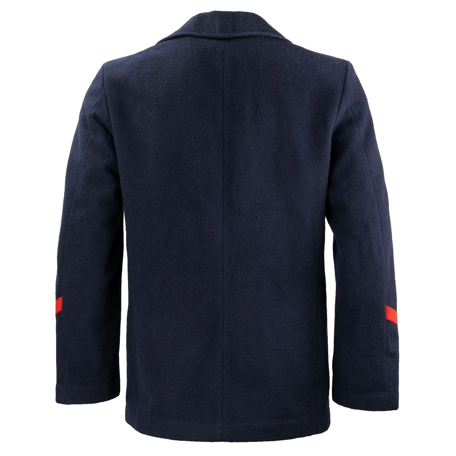 Red Sleeve Striped Navy Wool Peacoat