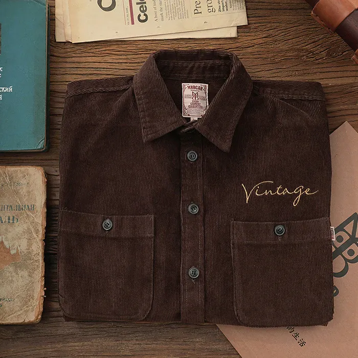 Retro Corduroy Casual Shirts Outwears