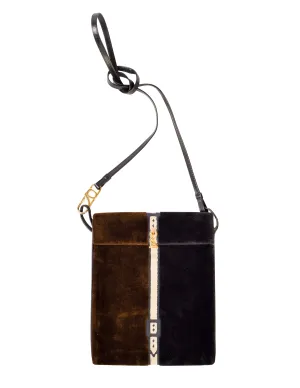 Roberta di Camerino Vintage Black and Brown Trompe L'oeil Velvet Crossbody Bag