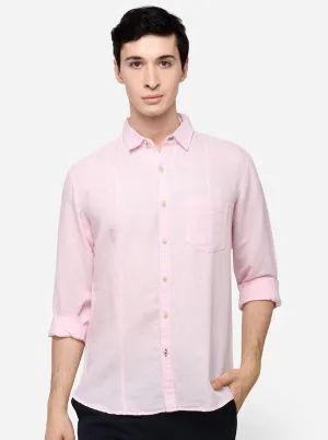 Rose Pink Solid Slim Fit Casual Shirt | JadeBlue