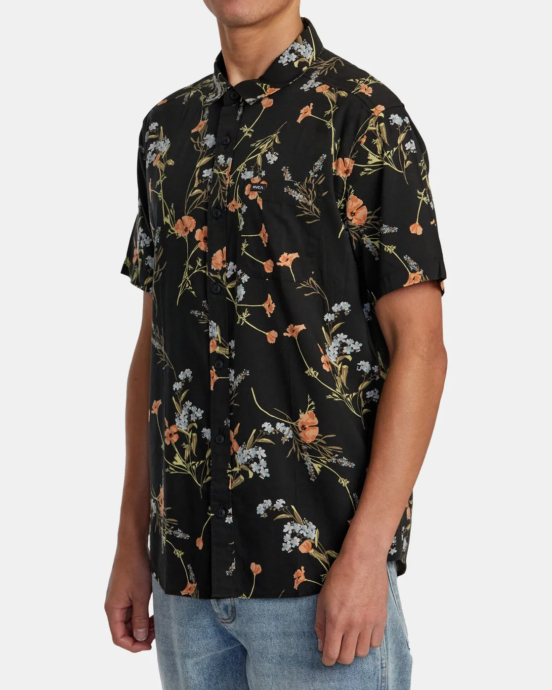 RVCA Further Floral Short Sleeve Woven Shirt - Midnight