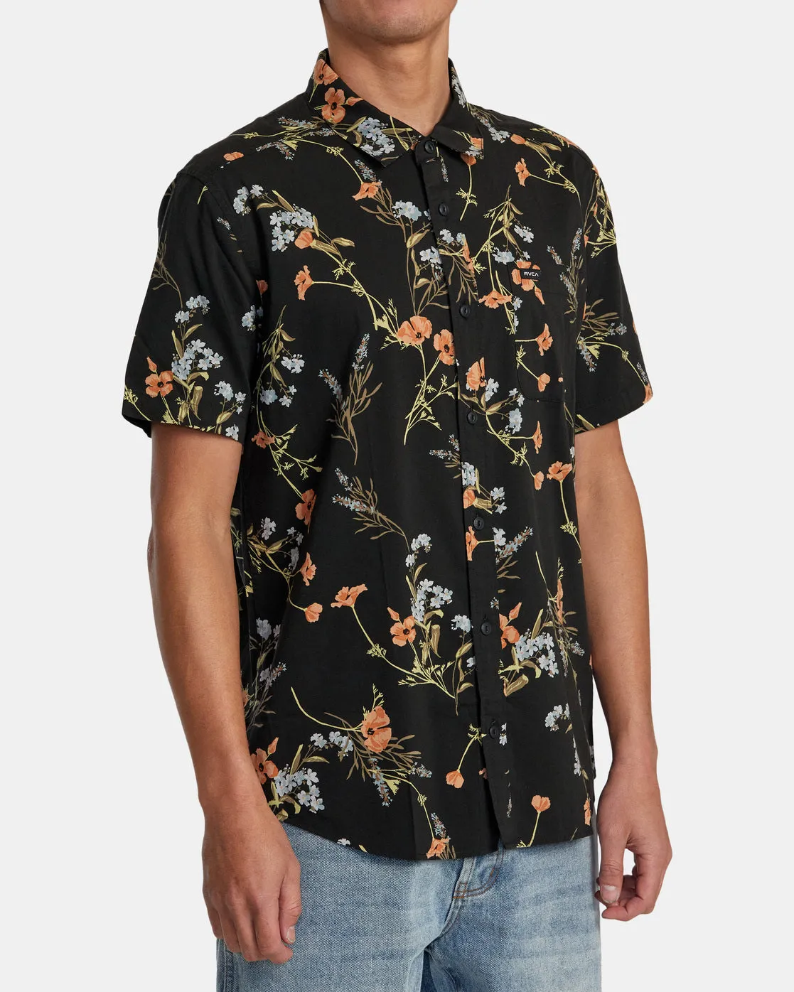 RVCA Further Floral Short Sleeve Woven Shirt - Midnight