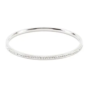 Simple Rhodium Plated Finish Crystal Bangle