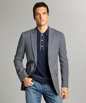 Sutton Seersucker Sportcoat in Navy Grey Stripe