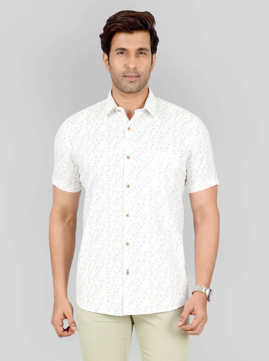 Vanilla White Printed Smart Fit Casual Shirt | Greenfibre