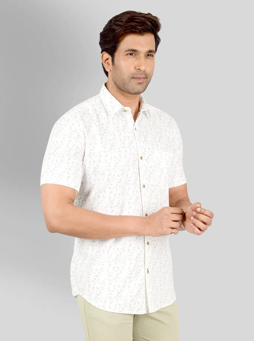 Vanilla White Printed Smart Fit Casual Shirt | Greenfibre