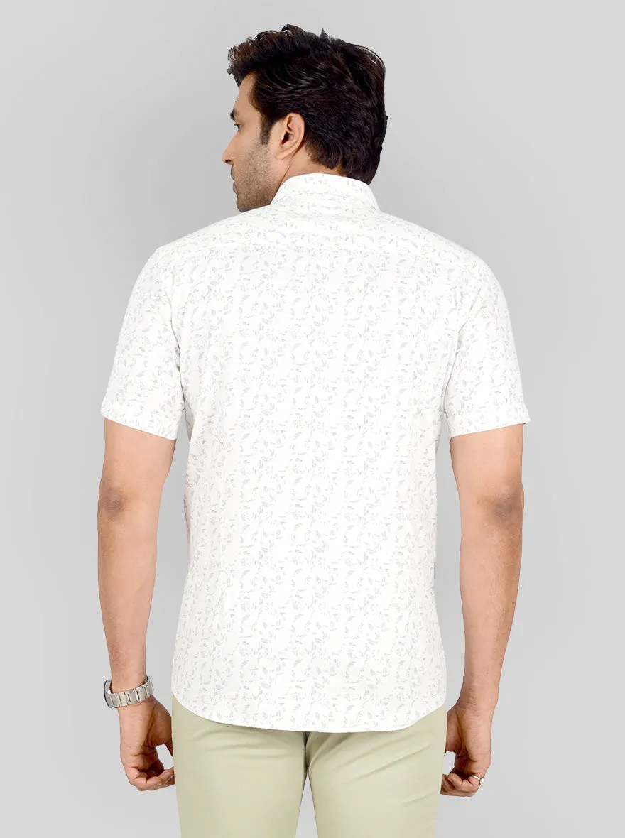 Vanilla White Printed Smart Fit Casual Shirt | Greenfibre