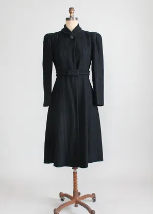 Vintage Late 1930s Pinstriped Wool Coat