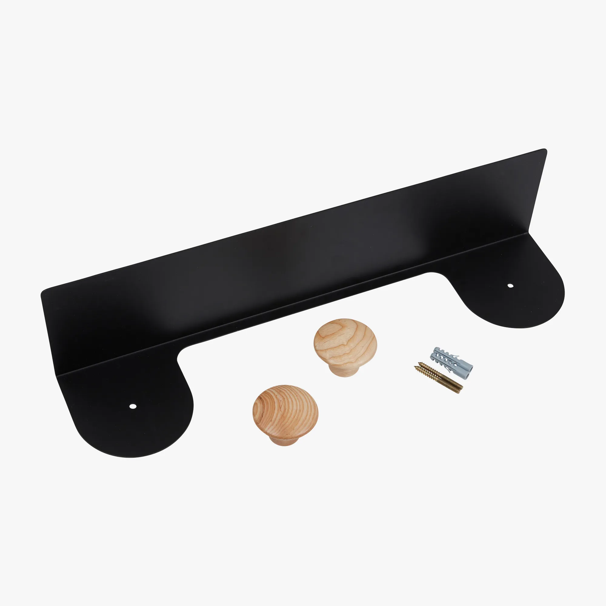 Wall Shelf with Double Dots Hooks (Black)